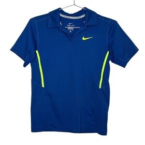 NIKE Tennis Collared Polo Golf Shirt Dri Fit Stripe Preppy